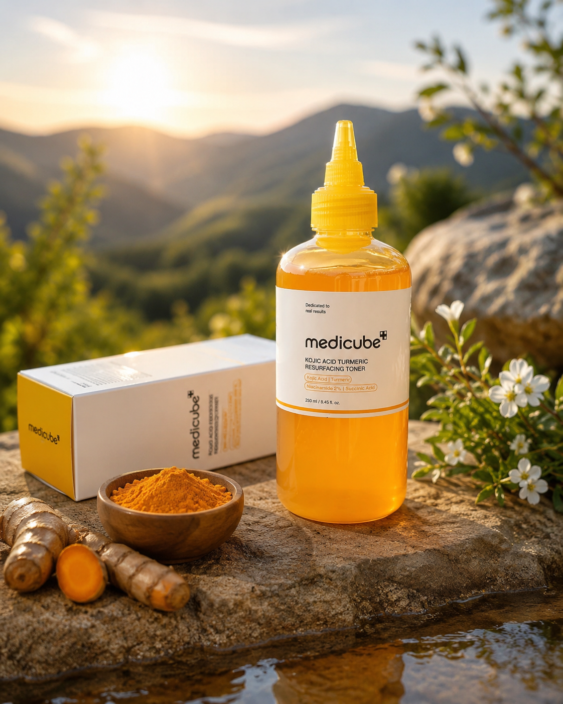 تونر لایه بردار مدیکیوب ،روشن کننده کوجیک اسید زرد چوبه