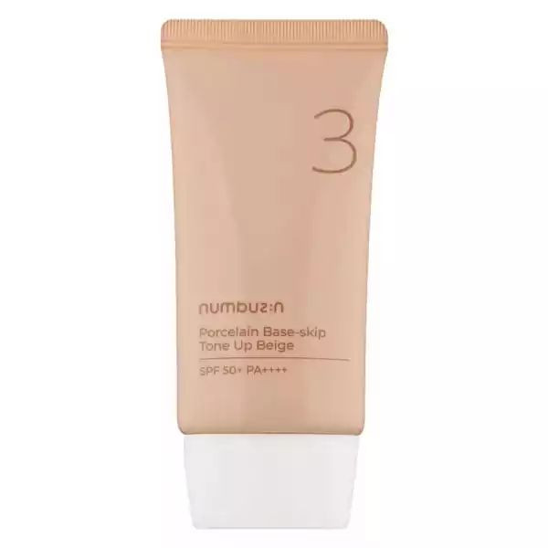 ضد آفتاب رنگی روشن نامبوزین شمارع ۳ مدل porcelain Base skip tone Up Beige